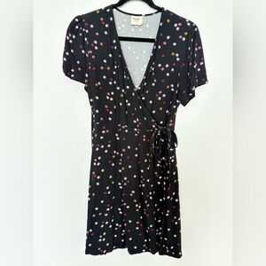 From Rachel Black Floral Wrap Dress Size Large Spring Classic Feminine